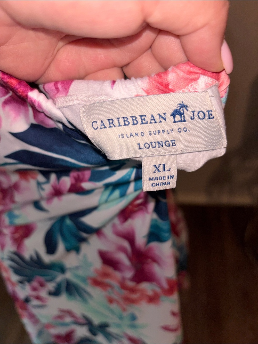 Caribbean Joe Floral Tie-Front Loungewear in Pink & Teal - Picture 3 of 4